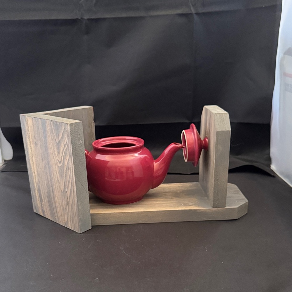 Hand crafted Maroon Ceramic Teapot birdfeeder